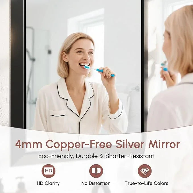 USHOWER Rectangular Bathroom Mirror, 30x40 Inch Wall Mirror, Mirrors for Bathroom Sink, Beveled Aluminum Frame, Anti-Rust, Big Brushed Black Vanity Mirror for Restroom, Mirror Wall - ModernBath