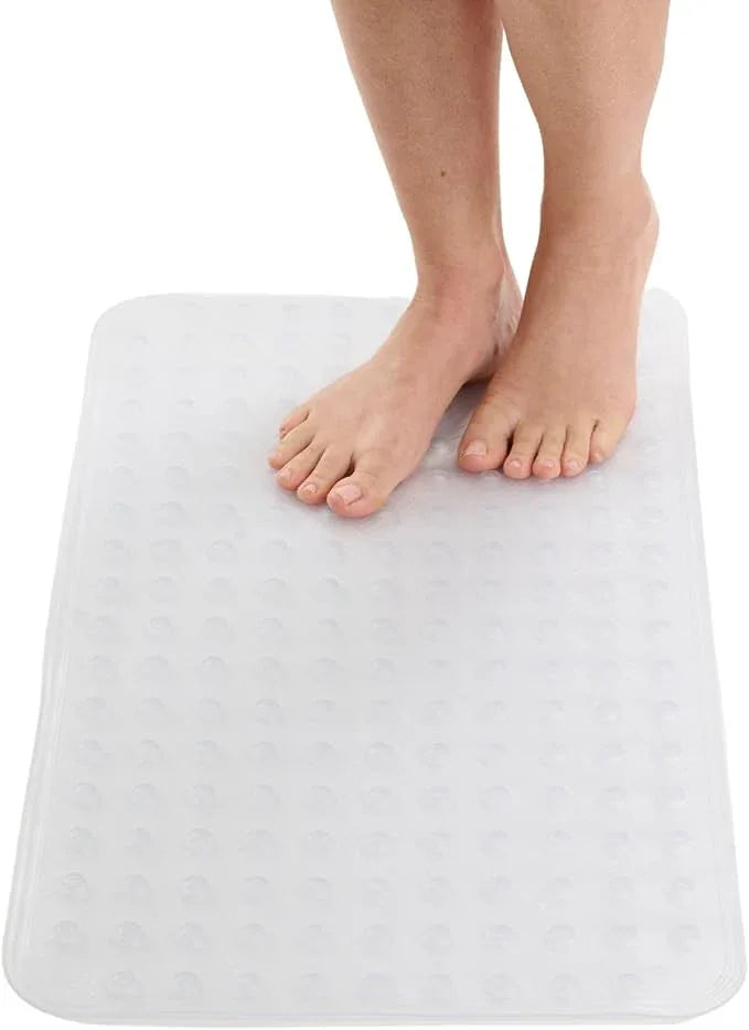 ENKOSI Non Slip Shower Mat – Bath Mat for Tub and Shower Floors – Anti Slip Bathtub Mat with Strong Suction Cup Grip – Soft, White Bathroom Mat for Inside Baths and Showers (28x16 Clear) - ModernBath