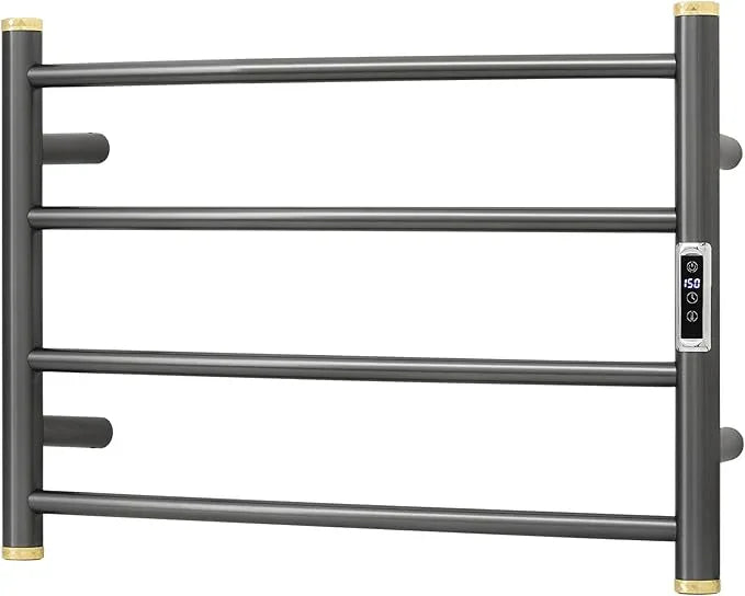 Electric Towel Warmer Rack,Heating Towel Warmer,Timer & Temperature Control,Wall-Mounted Plug-in for Bathroom, Gunmetal Grey,Stainless Steel,4-Bar(16.54x23.62x5.51in) - ModernBath