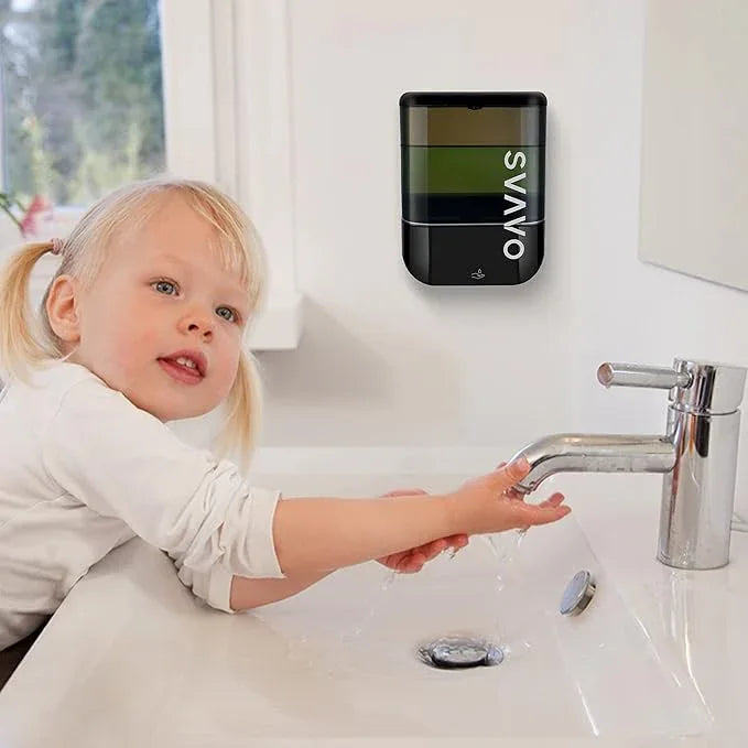 SVAVO Automatic Soap Dispenser Touchless, Hand Soap Dispenser Wall Mount, Electric Sensor Battery Operated for Offices Home Kitchen Bathroom Hotel Restaurant Commercial, 34fl.oz/1000ml Black - ModernBath