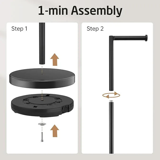 Extra High Toilet Paper Holder Stand with Weighted Base for 6 Rolls, KES 25" H Black Free Standing Toilet Paper Holder with Reverse, 18/8 Stainless Steel, BPH290B-BK - ModernBath