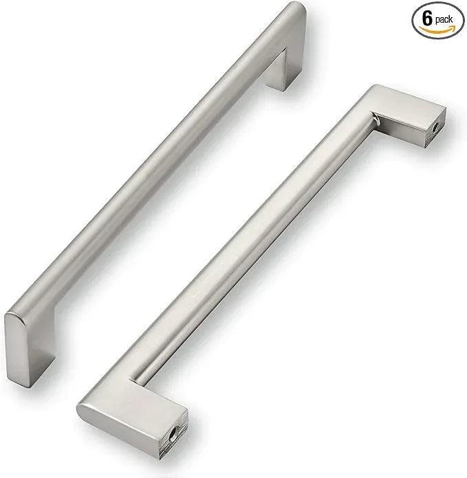 khtumeware 6 Inch Hole Center 6 Pack,Brushed Nickel Cabinet Pulls Heavy Duty Solid Satin Nickel Kitchen Drawer Handle Antique Cabinet Hardware for Bathroom, Drawer, Cabinet - ModernBath