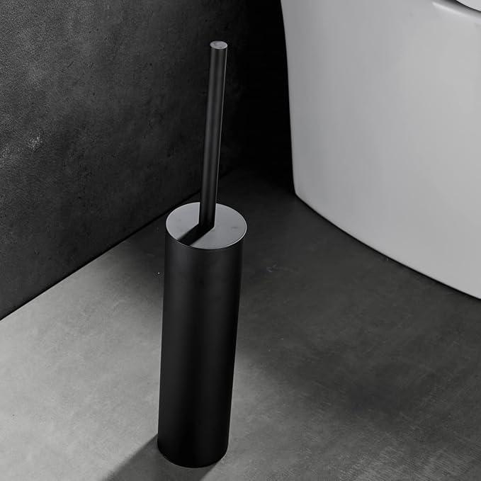 Freestanding Luxury Toilet Brush 304 Stainless Steel Toilet Brush and Holder 19-Inches Tall Round Rust Resistant Anti-Odor and Easy to Clean with Matte Black Finished - ModernBath