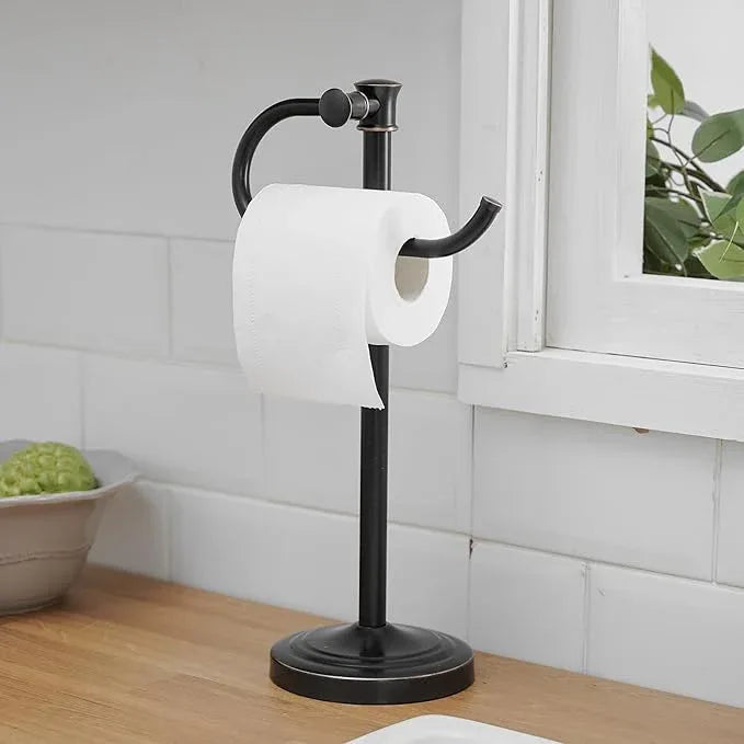 BESy 17 Inch Oil Rubbed Bronze Stand Towel Bar Hanger Hand Towel Bar Bathroom Vanity Countertop Towel Holder Free Standing Stainless Steel Towel Ring Hardware Accessories Towel Rack - ModernBath