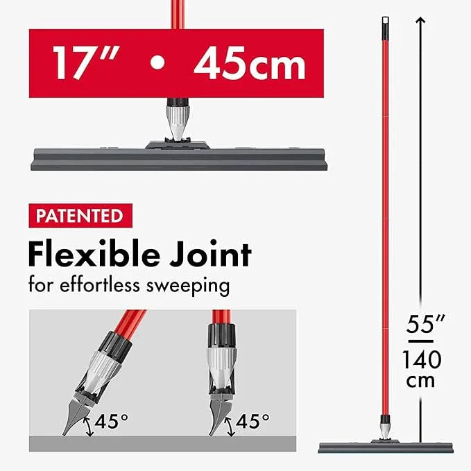 Heavy Duty Floor Squeegee for Concrete and Tile Floor - Silicone Squeegee Broom Floor Scrubber - Large Single Cast Rubber Blade Aluminum Long Handle 360° Swivel Joint - Garage Shower Window Cleaning - ModernBath