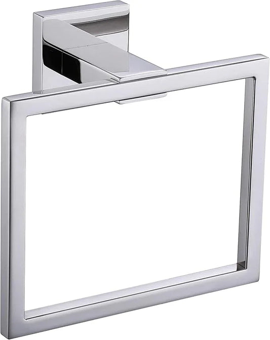 LANC Hand Towel Rings for Bathroom Wall Mount Chrome Polished Square Hand Towel Holder for Lavatory Bathroom Hardware Accessories Stainless Steel Modern Style Shower Towel Towel Racks Hanger, A8896CP - ModernBath