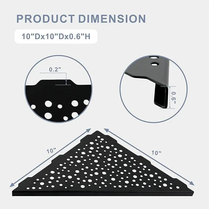 Shower Corner Shelf 10" No Drill,10" 304 Stainless Steel, Recessed Bathroom Shelves Grout in Shelf for Tiled Wall,Matte Black,2 Pack - ModernBath