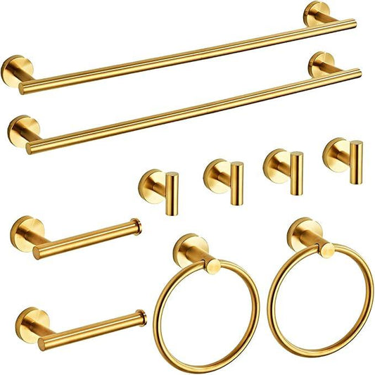 Brushed Gold Bathroom Hardware Set 10 Piece with Towel Racks for Bathroom, SUS304 Stainless Steel Bath Towel Bar Set, 24 Inch Wall Mounted Accessories Kit… - ModernBath