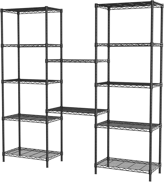 SINGAYE 6 Tier Adjustable Storage Shelf Wire Shelving Unit Metal Shelves Standing Closet Bathroom Organizers Pantry Kitchen Garage Laundry Room Organization Home Rack 12" D X 22" W X 69.5" H Black - ModernBath