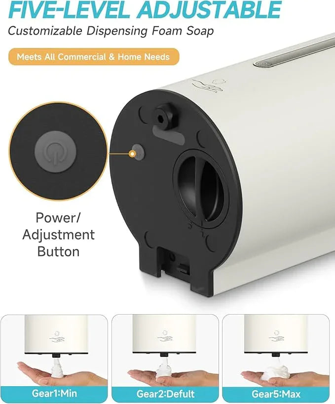 AIKE Wall Mount Automatic Foam Soap Dispenser 25 OZ Commercial Large Capacity Stainless Steel Model AK1205FA(Matte White) - ModernBath