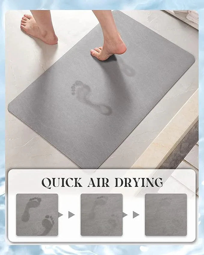 MontVoo -Bath Mat-Rubber Backing Non SlipThin Bathroom Rugs Fit Under Door- Quick Dry Absorbent Faux Suede Surface Grey Bathroom Floor Mats-Shower Rug for in Front of Bathtub Shower Gray 16x24 - ModernBath