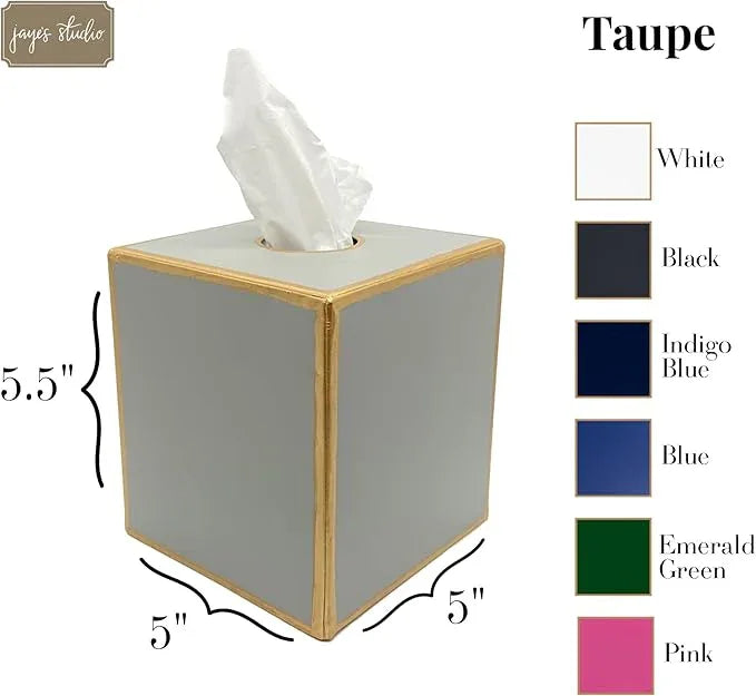 Jaye’s Studio Decorative Metal Tissue Box Cover Square Tissue Box Holder for Bathroom Bedroom Accessories Vanity Countertop Nightstand Desk & Home, Cube Tissue Holder & Farmhouse Decor (6x6x5, Taupe) - ModernBath