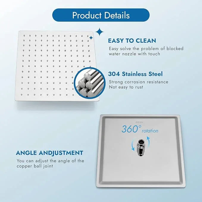 Cinwiny Shower Faucet Set,Shower Head and Handle Set with Valve,Single Handle,Wall Mount 12 Inch Showerhead for Modern Bathroom,Polished Chrome - ModernBath
