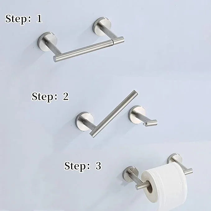 Toilet Paper Holder Wall Mount, Brushed Nickel Bathroom Toilet Paper Holder for SUS 304 Stainless Steel, Double Post Pivoting Toilet Paper Roll Holder for Bathroom RV Paper Towels for TP - ModernBath
