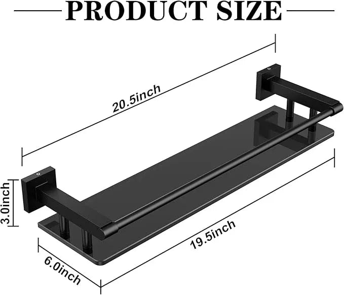 Glass Shelf for Bathroom 20 Inch Bathroom Shelves with Towel Bar, Tempered Glass Shelves with Stainless Steel Towel Holder for Wall Shelf Sink Over Toilet (Brushed Gold Finish) - ModernBath