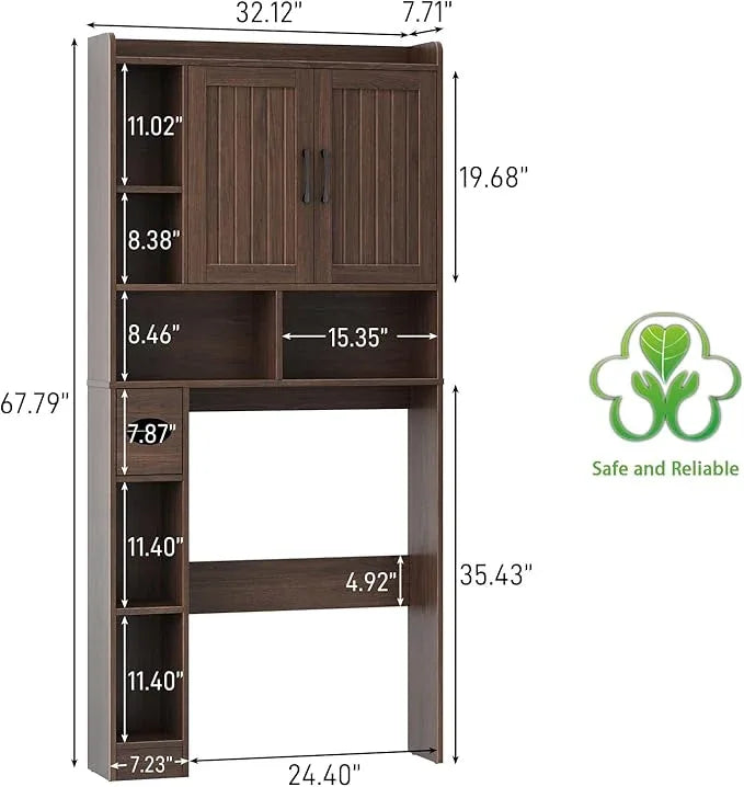 Over The Toilet Storage Cabinet, Farmhouse Storage Cabinet Over Toilet with Barn Door，Home Space-Saving Toilet Rack, for Bathroom, Restroom, Laundry - ModernBath