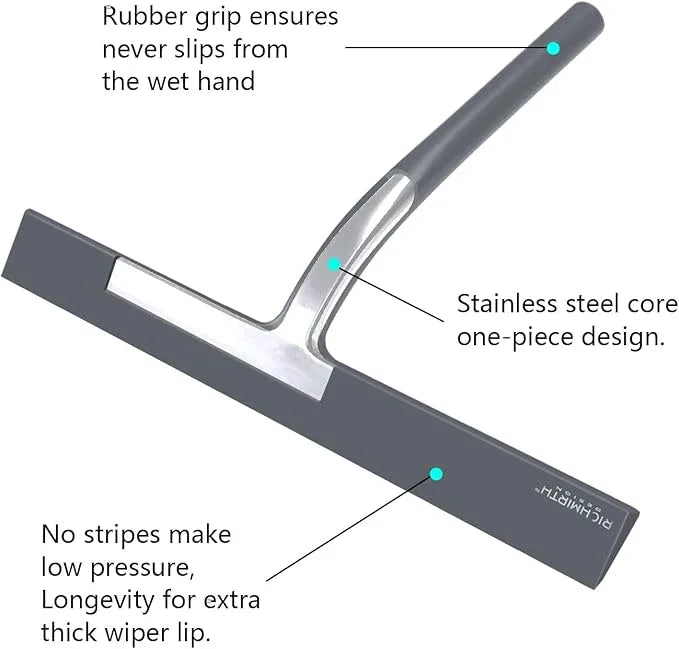 Shower Squeegee for Glass Doors, RICHMIRTH 11" Inch Width Silicone Rubber Blade Squeegee Window Cleaner Tool Squeegee for Shower Glass Doors Bathroom Mirror Car Window Tile - Gray - ModernBath