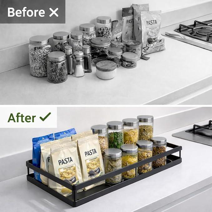 Under Sink Organizer, Ball-Bearing, Under Kitchen Sink Organizer, Under Cabinet Organizer, No-Drill Adhesive, Under Sink Storage (Glossy Black, 1-Pack) - ModernBath