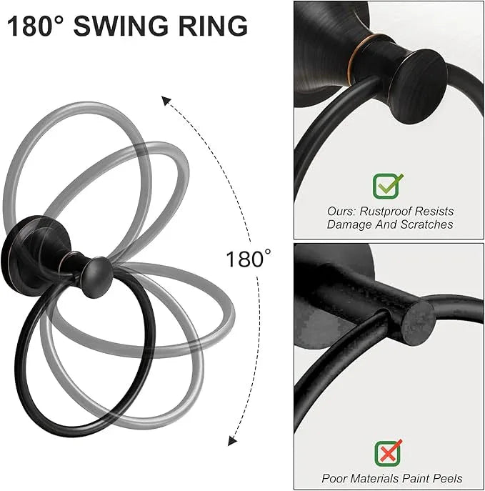 BESy Oil Rubbed Bronze Bathroom Hand Towel Ring Towel Holder, Rustproof Wall Mounted Bathroom Hardware Accessory SUS 304 Stainless Steel Towel Rack - ModernBath