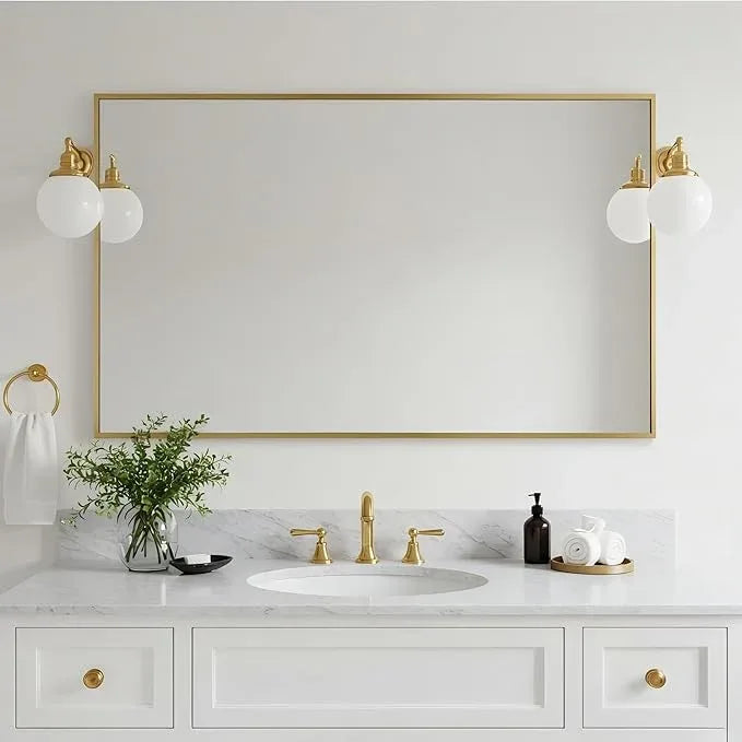Bonverre 20x40 Inch Brass Bathroom Mirror for Wall, Aluminum Frame Rectangle Rectangular Vanity Mirror, Modern Large for Bedroom, Living Room, Horizontal or Vertical - ModernBath