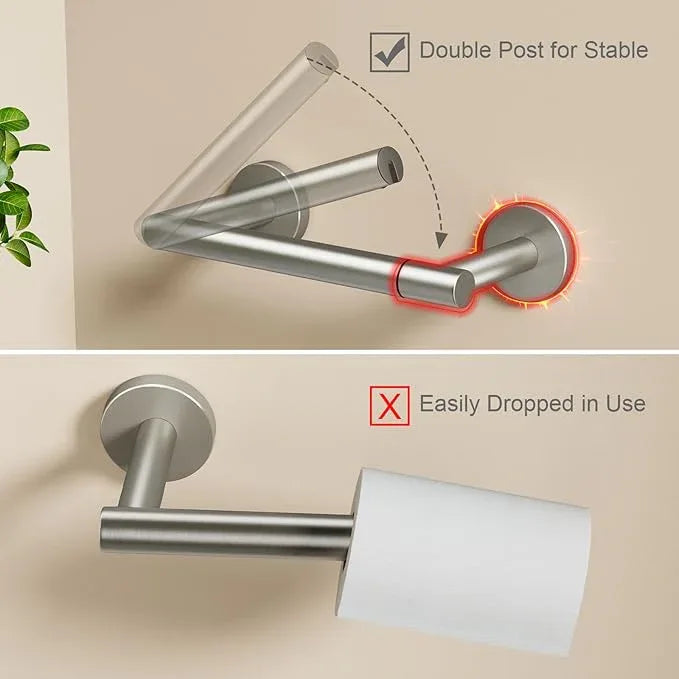 Toilet Paper Holder Wall Mount, Brushed Nickel Double Post Pivoting Toilet Paper Roll Holder for Bathroom, Commercial Toilet Tissue Dispensers, Stainless Steel - ModernBath