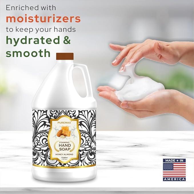 Puremax Foaming Hand Soap Refills | Honey Almond | Essential Oils | Gentle, Moisturizing Foam | Made in USA | 128 Fl Oz (1 Gallon) - ModernBath