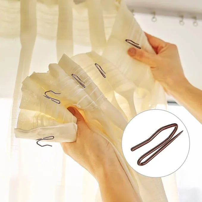 Hotop 30 Pcs Metal Drapery Curtain Rings 0.98/1.26/1.65 inch Interior Diameter and 30 Pcs Hanging Curtain Drapery Pin Hooks for Window Door Shower(Brown,32 mm) - ModernBath