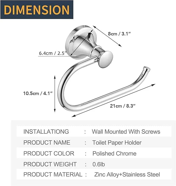 BESy Polished Chrome Toilet Tissue Paper Holder Polished Chrome Bathroom Accessories Toilet roll Paper Hanger, Wall Mounted, Rustproof - ModernBath