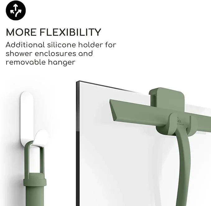 GÜTEWERK Shower Squeegee for Glass Doors, Silicone Window Squeegee, Bathroom and Glass Cleaning - Green - 9 Inch - ModernBath