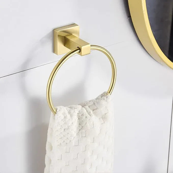 FORBATH Gold Toilet Paper Holder Towel Ring, Brushed Gold Bathroom Hardware, Hand Towel Holder Toilet Tissue Roll Holder Set, Wall Mount SUS304 Stainless Steel Bath Accessories, 2pcs - ModernBath