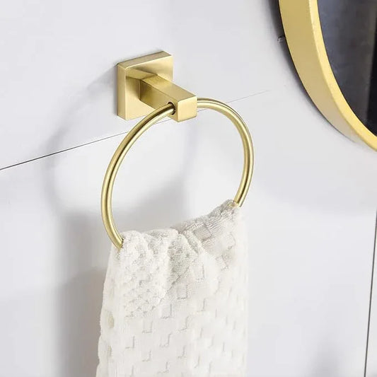 FORBATH Gold Toilet Paper Holder Towel Ring, Brushed Gold Bathroom Hardware, Hand Towel Holder Toilet Tissue Roll Holder Set, Wall Mount SUS304 Stainless Steel Bath Accessories, 2pcs - ModernBath
