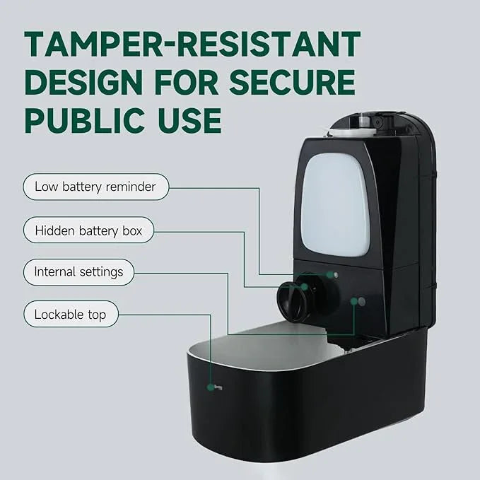 anydry Commercial Automatic Soap Dispenser Large 34oz/1000ml Capacity Wall-Mounted Touchless Liquid Dispenser for High-Traffic Restrooms, Offices, Hospitals Model AD1220S Black - ModernBath