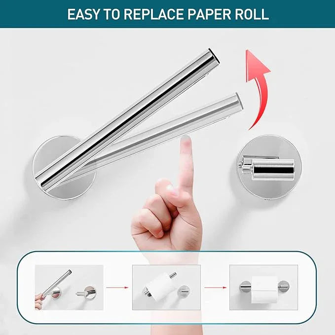 Chrome Toilet Paper Holder - Polished Metal Bathroom Flexible Pivot Tissue Roll Holder on Wall Mounted, Sturdy SUS 304 Stainless Steel Toilet TP Large Mega Roll Holder Modern Silver - ModernBath