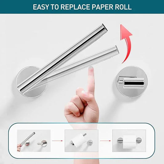 Chrome Toilet Paper Holder - Polished Metal Bathroom Flexible Pivot Tissue Roll Holder on Wall Mounted, Sturdy SUS 304 Stainless Steel Toilet TP Large Mega Roll Holder Modern Silver - ModernBath