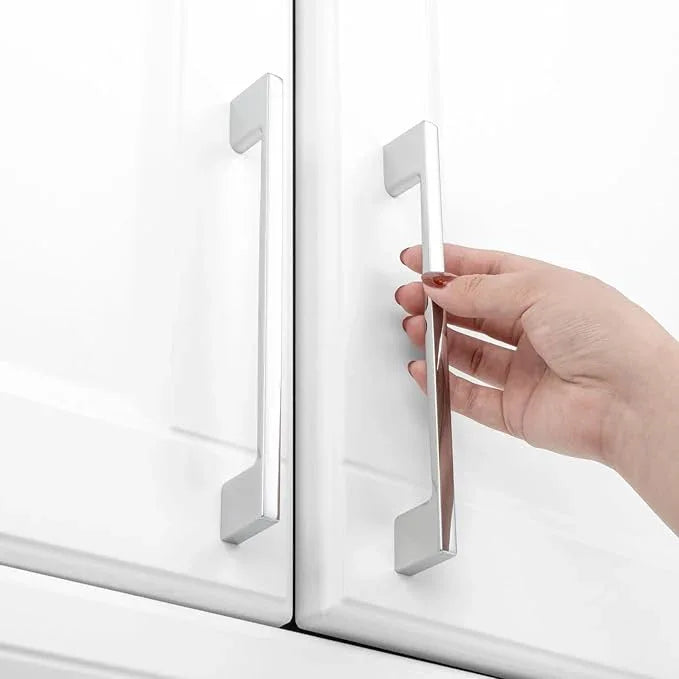 KOOFIZO 10 Pack 6-1/4 Inch Wide Foot Cabinet Bar Pulls - Polished Chrome Modern Solid Handles for Kitchen Cupboard Door, Bedroom Dresser Drawer, Bathroom Wardrobe Hardware - ModernBath