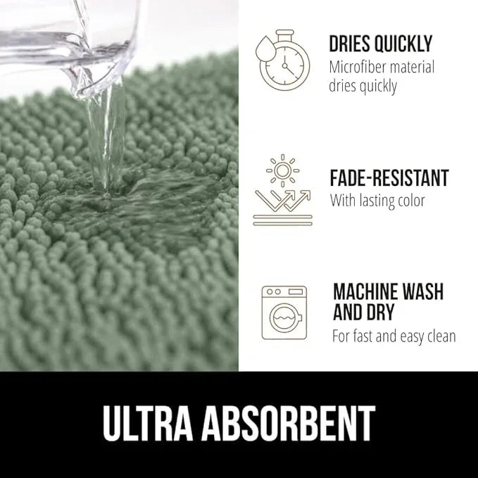 GORILLA GRIP Bathroom Rug Sets, Soft Chenille 2 Piece Area Rugs Set, Toilet Base Mat and 30x20 Carpet, Absorbent Microfiber Washable Mats Dry Quickly, Home Décor and Bath Room Accessories Sage Green - ModernBath