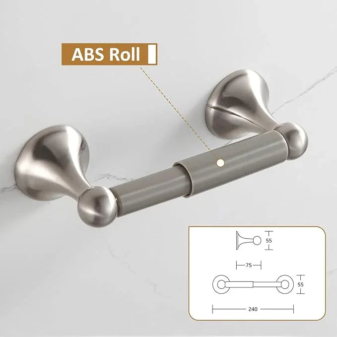 BGL Bathroom Accessories Set, Glossy Stain Nickel Expandable Towel Bar 4-Piece Bathroom Accessory Set Wall Mounted Towel Ring Robe Hook Toilet Paper Holder Towel Holder - ModernBath
