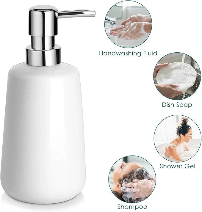 vancasso White Bathroom Accessories Set, Ceramic Soap Dispenser and Toothbrush Holder Sets, Stoneware 4 Pcs Bathroom Sink Set for Modern Home Decor - ModernBath
