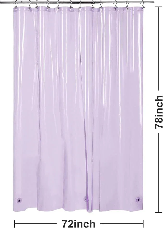 Barossa Design Clear Lavender Long Shower Curtain Liner 78" Height - 3 Magnets & Waterproof Lightweight PEVA Shower Liner for Bath Tub, PVC Free, Metal Grommets, Clear Lavender, 72x78 - ModernBath