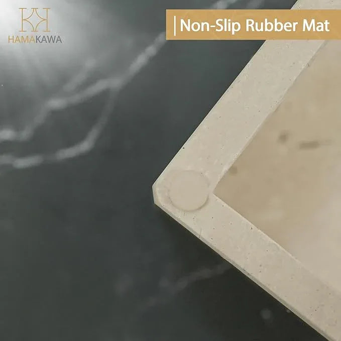 HAMAKAWA Natural Marble Tissue Box Cover, Beige Tissue Organizer L 10 x W 5.5 x H 3.5 Inch, Heavy Stone Decorative Box, Square Tissue Box Holder for Home Decor, Kitchen, Bathroom - ModernBath
