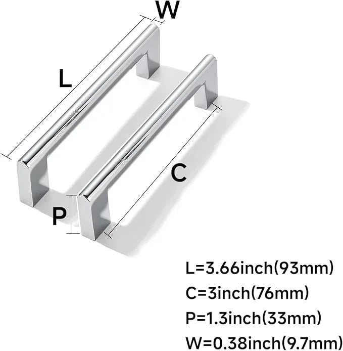 khtumeware 3 Inch Hole Center 2 Pack Polished Chrome Cabinet Pulls Heavy Duty Solid Kitchen Drawer Handle, Hardware for Bathroom, Drawer, Cabinet, Door Cabinet - ModernBath