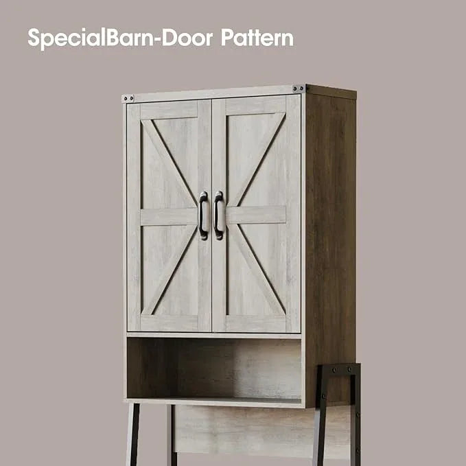 Vabches Over The Toilet Storage Cabinet with 2-Door Design Bathroom Organizers and Storage with Anti-Tip Device Over Toilet Organizer with Shelves for Bathroom,Restroom,Laundry Grey - ModernBath