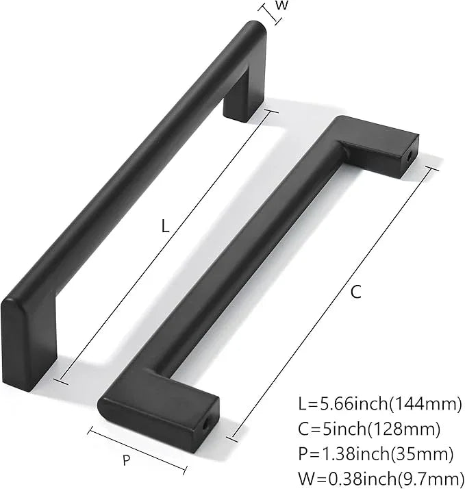khtumeware 5 Inch Hole Center 6 Pack Matte Black Cabinet Pulls Heavy Duty Solid Kitchen Drawer Handle, Hardware for Bathroom, Drawer, Cabinet, Door Cabinet - ModernBath
