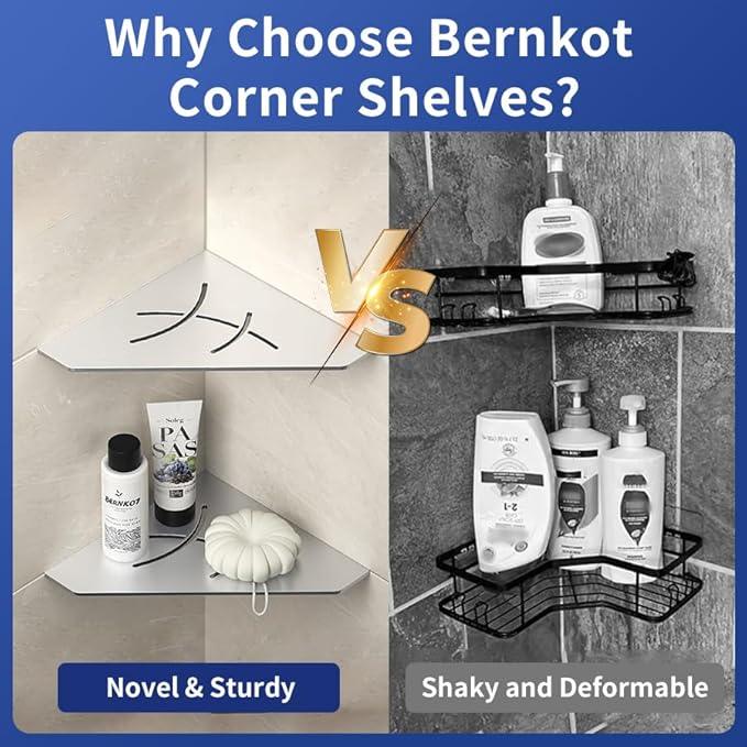 Corner Shower Shelf 10" Brushed 304 Stainless Steel Pentagonal Corner Shelves Recessed Bathroom Shower Shelf 2 Pack, No Drilling Needed - ModernBath