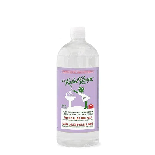 Rebel Green Fresh & Clean Hand Soap Refill - Natural Liquid Hand Soap Refill for Bathroom & Kitchen - Lavender & Grapefruit Scent, 32 Fl Oz - ModernBath