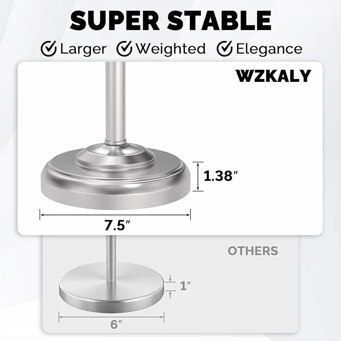 Toilet Paper Holder Stand, Brushed Nickel Toilet Paper Holder Free Standing, Post Pivoting Design & Stable Weighted Base SUS304 Stainless Steel for Bathroom(Mega Roll) - ModernBath