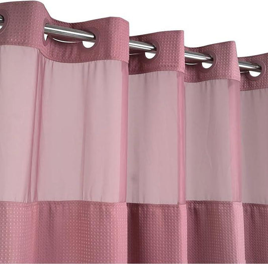 River Dream Heavyweight No Hooks Required Dotted Waffle Weave Shower Curtain with Snap in Liner - 71W x 74H,Hotel Grade,Spa Like Bath Curtain,Pale Mauve - ModernBath