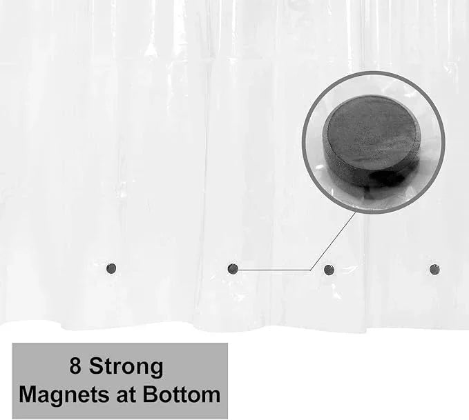 Barossa Design Extra Wide Shower Curtain Liner 108" x 72" with 8 Magnets - Waterproof PEVA Around Shower Liner for Bathroom, PVC Free, Metal Grommets - Clear, 108X72 - ModernBath