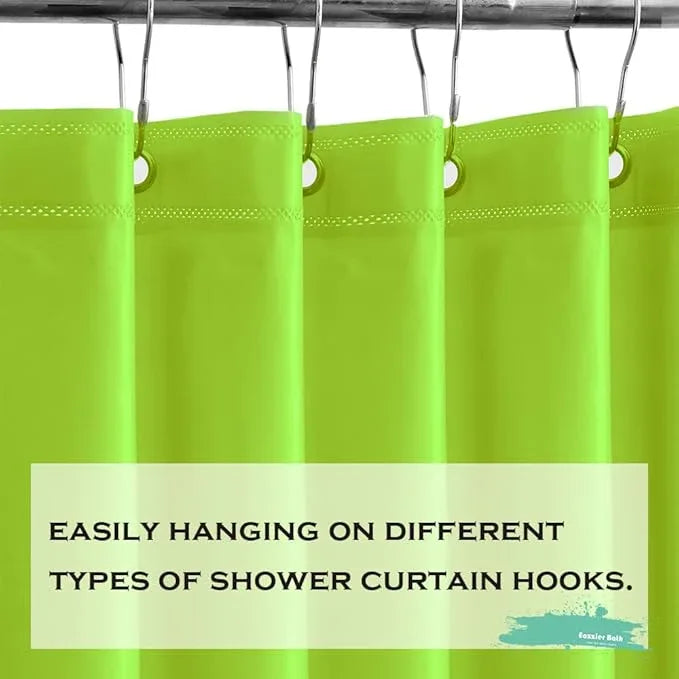 Eazzier Bath Lime Green Plastic Shower Curtain Or Liner, 72x72 Inch Lightweight Plastic Bathroom Shower Showroom Inner Curtain with Rustproof Metal Grommet Holes and Weighted Magnets - ModernBath