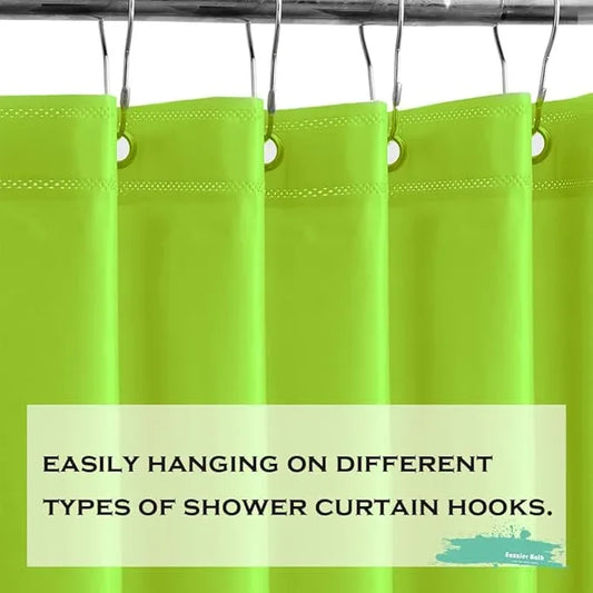 Eazzier Bath Lime Green Plastic Shower Curtain Or Liner, 72x72 Inch Lightweight Plastic Bathroom Shower Showroom Inner Curtain with Rustproof Metal Grommet Holes and Weighted Magnets - ModernBath